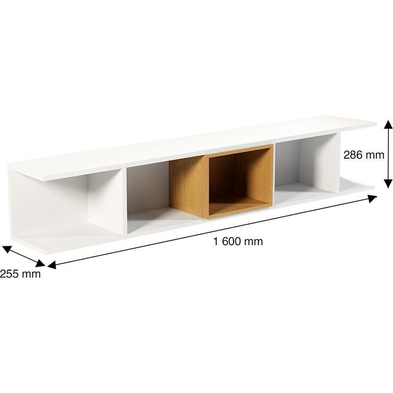 ARBYD Bílá multifunkční nástěnná police Thia 160 cm