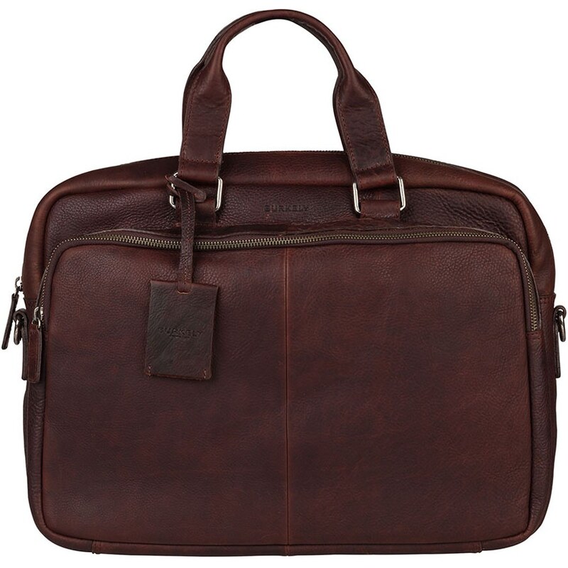 Pánská kožená taška na notebook Burkely Workbag - tmavě hnědá
