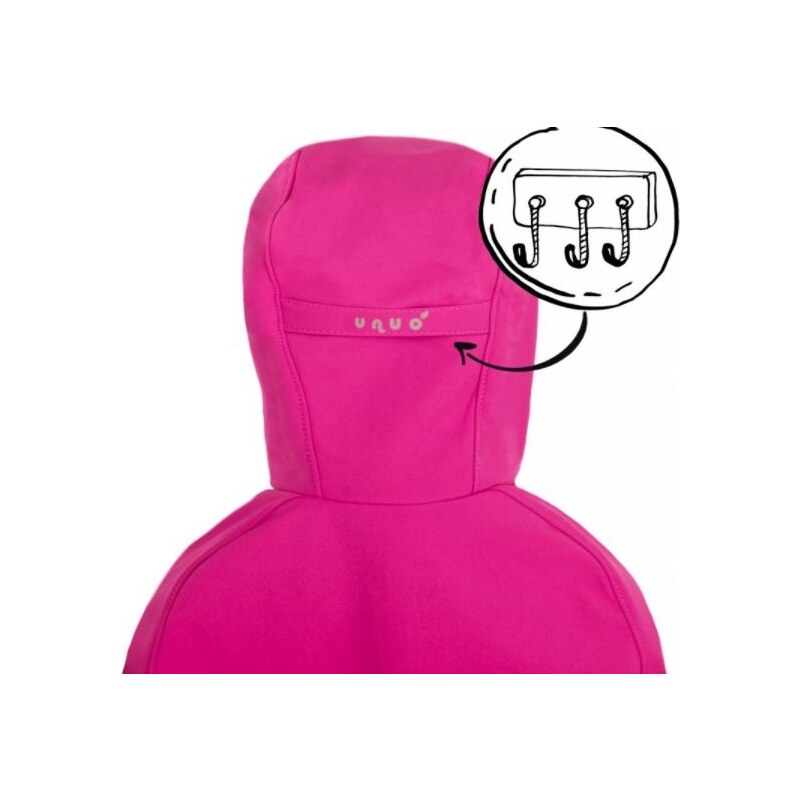 Unuo (ušito v ČR) Dívčí softshellová bunda Unuo s fleecem tmavě růžová souhvězdí medvěda