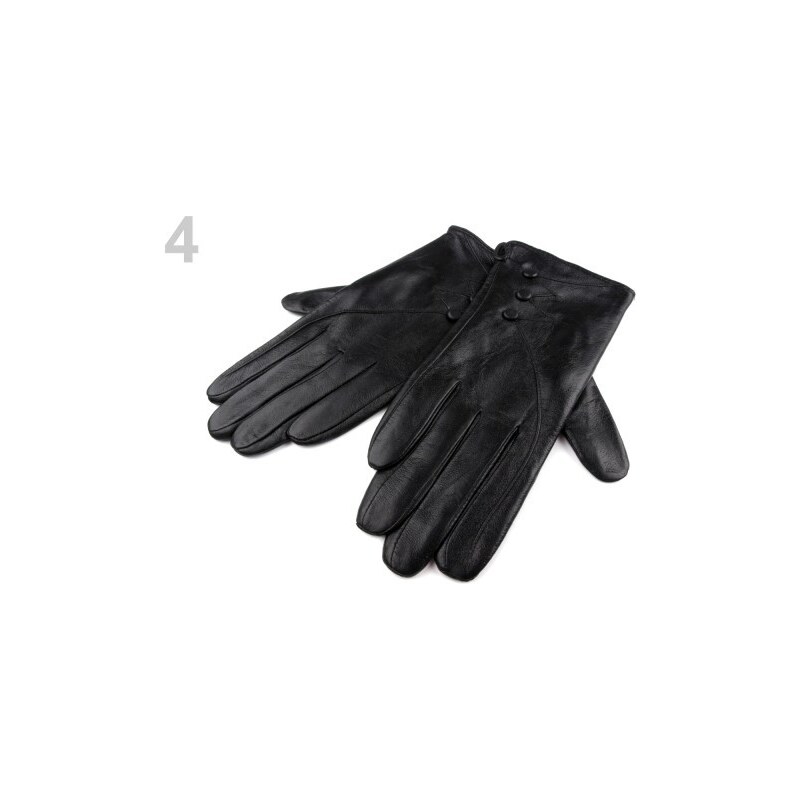 Stoklasa Dámské kožené rukavice s knoflíky (1 pár) - 4 L černá