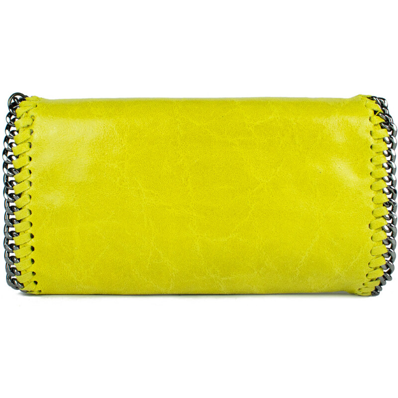 GIOSTRA Italská kožená kabelka/psaníčko Stela Medium Žlutá citronová