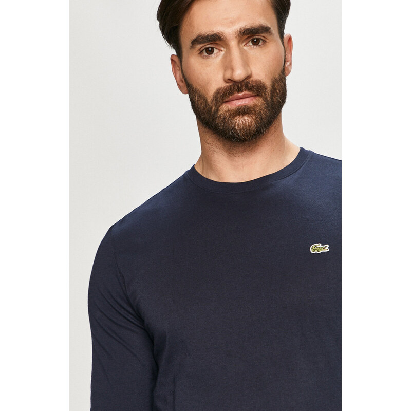 Bavlněné tričko s dlouhým rukávem Lacoste tmavomodrá barva, TH2040-031