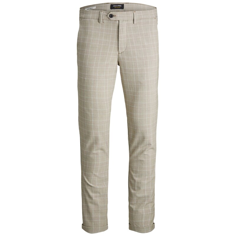 JACK & JONES Chino kalhoty Marco Connor béžová / šedá / bílá