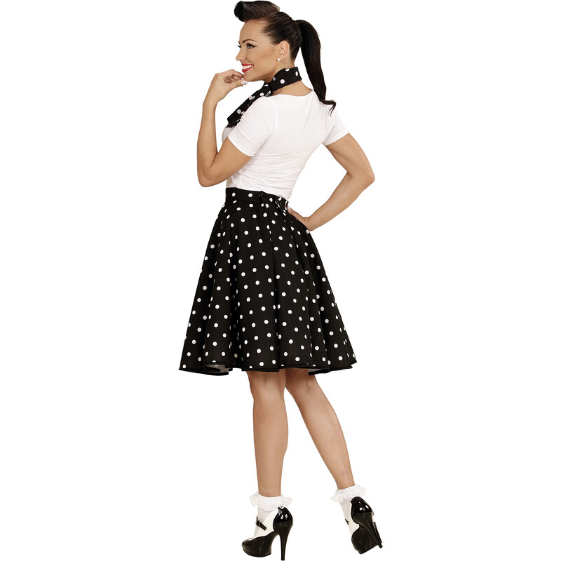Černá puntíkatá sukně 50. léta