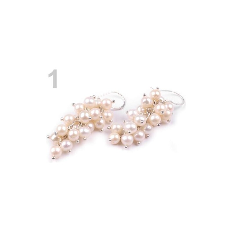 Stoklasa stok_160616 Náušnice z říčních perel HROZEN malý afroháčky Ag 925 (1 pár) - 1 bílá perleť