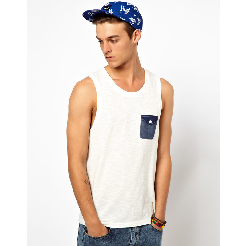 ASOS Vest With Oxford Pocket And Slubby Jersey