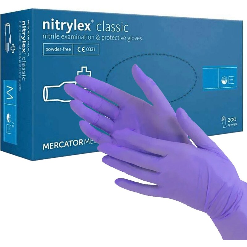 Jednorázové rukavice Nitrylex classic violet 200 ks, vel. S