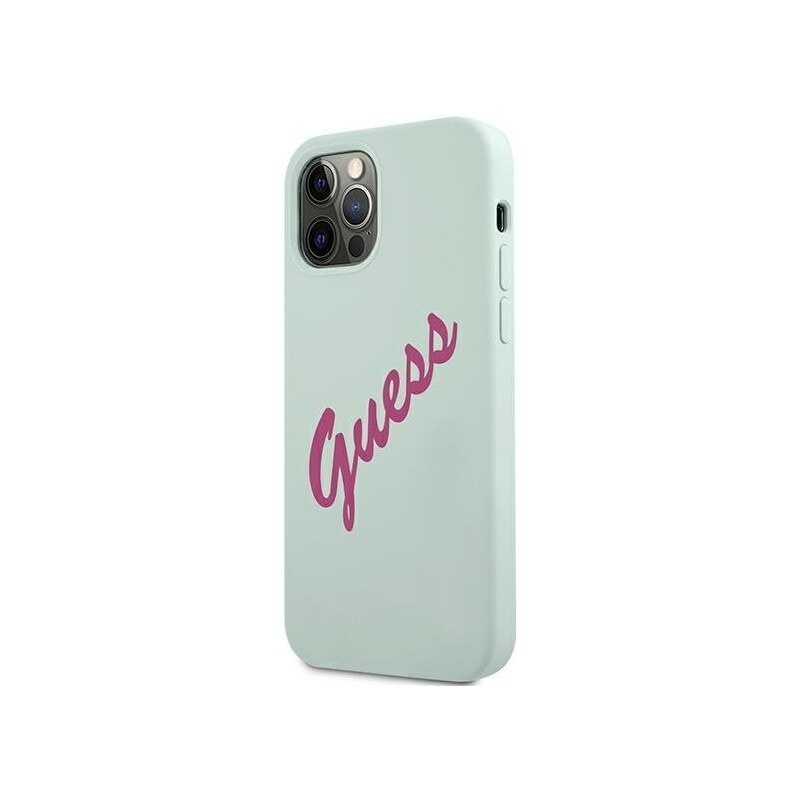 Ochranný kryt pro iPhone 12 / 12 Pro - Guess, Vintage Silicone Fuchsia