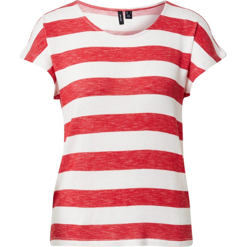 VERO MODA Tričko červený melír / bílá