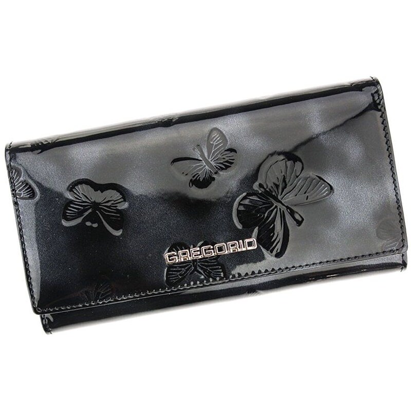 EU Dámská kožená peněženka s motýly CJJ0236 - černá