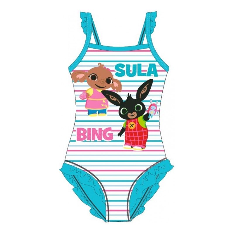 E plus M Dívčí jednodílné plavky Zajíček Bing a Sula - tyrkysové