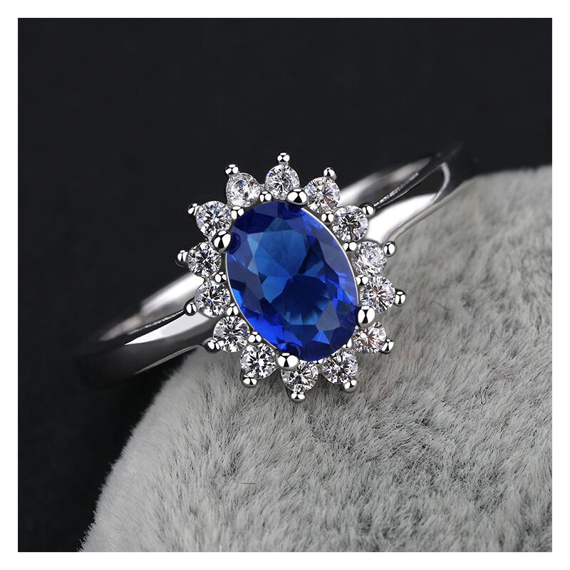 Emporial stříbrný rhodiovaný prsten Safírová elegance MA-R0408-SILVER-BLUE