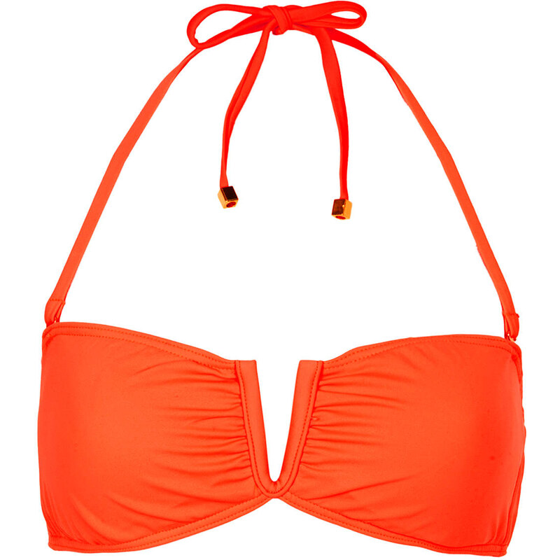 Topshop Flame Orange V Bandeau Bikini Top