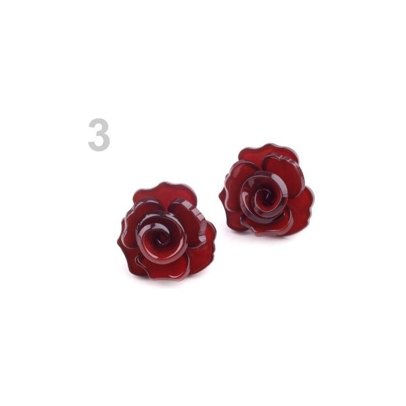 Stoklasa Náušnice růže Ø25 mm (1 pár) - 3 červená karmínová