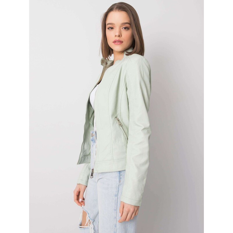 BASIC Světle zelená dámská koženková bunda -green Mint