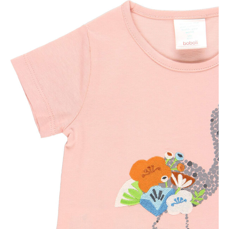Boboli Dívčí tričko růžové Plameňák