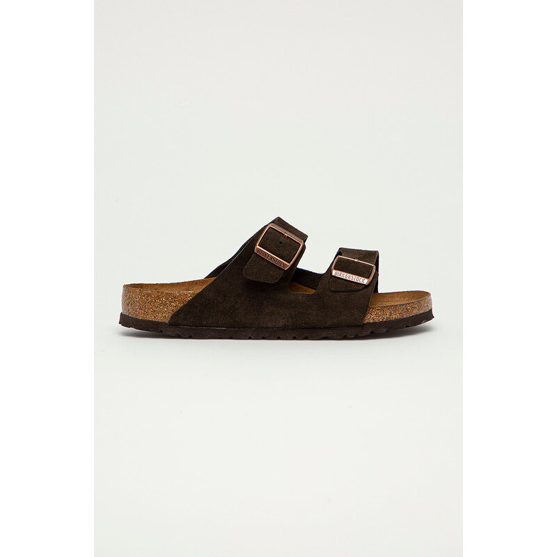 Semišové pantofle Birkenstock Arizona pánské, hnědá barva