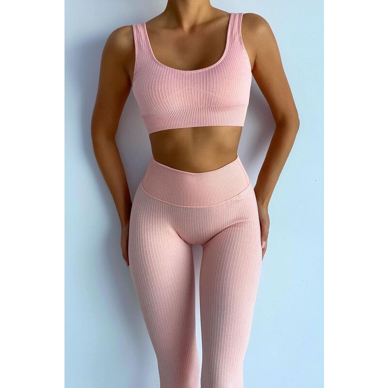 Gymclothes Sportovní set Ribbed Orange Pink