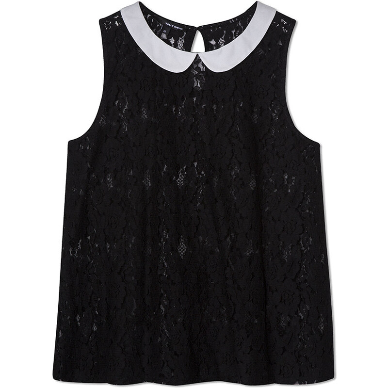 Tally Weijl Black Lace Swing Top with Collar