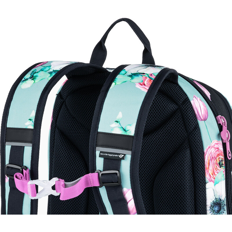 Studentský batoh Topgal SURI s květinovým potiskem, růžovo-modrá