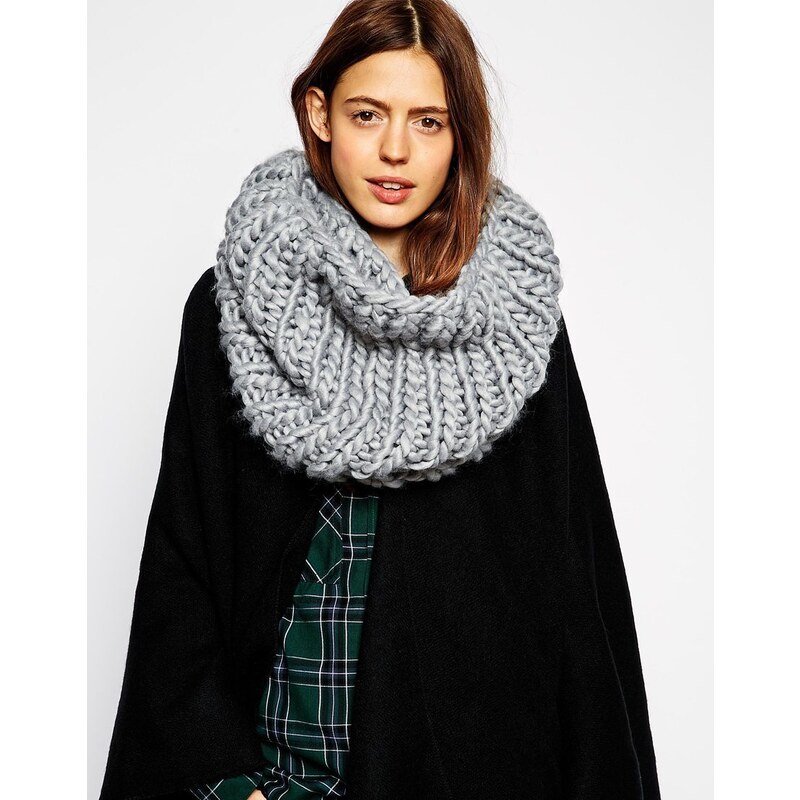 ASOS Chunky Hand Knit Funnel Snood - Grey