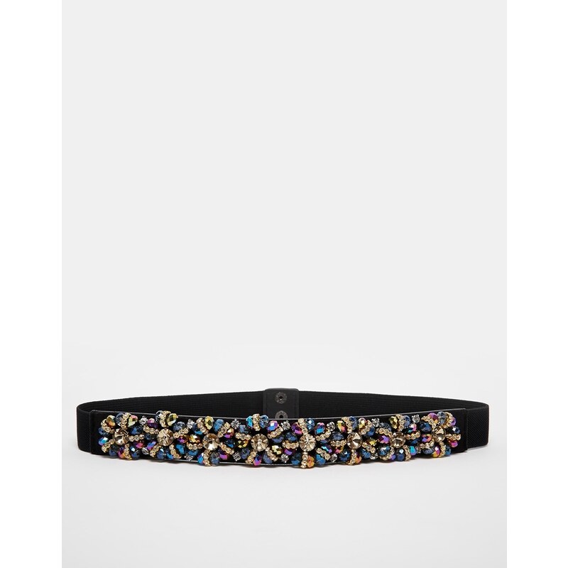 ASOS Elasticated Waist Belt With Embellishment Detail - Black