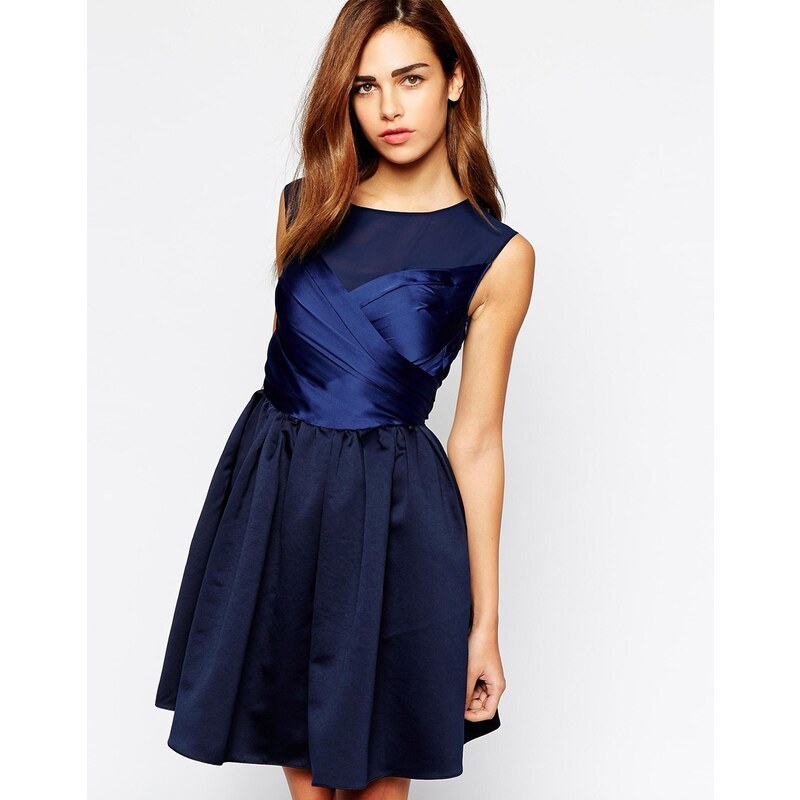 Arrogant Cat Satin Mesh Cocktail Prom Dress - Blue