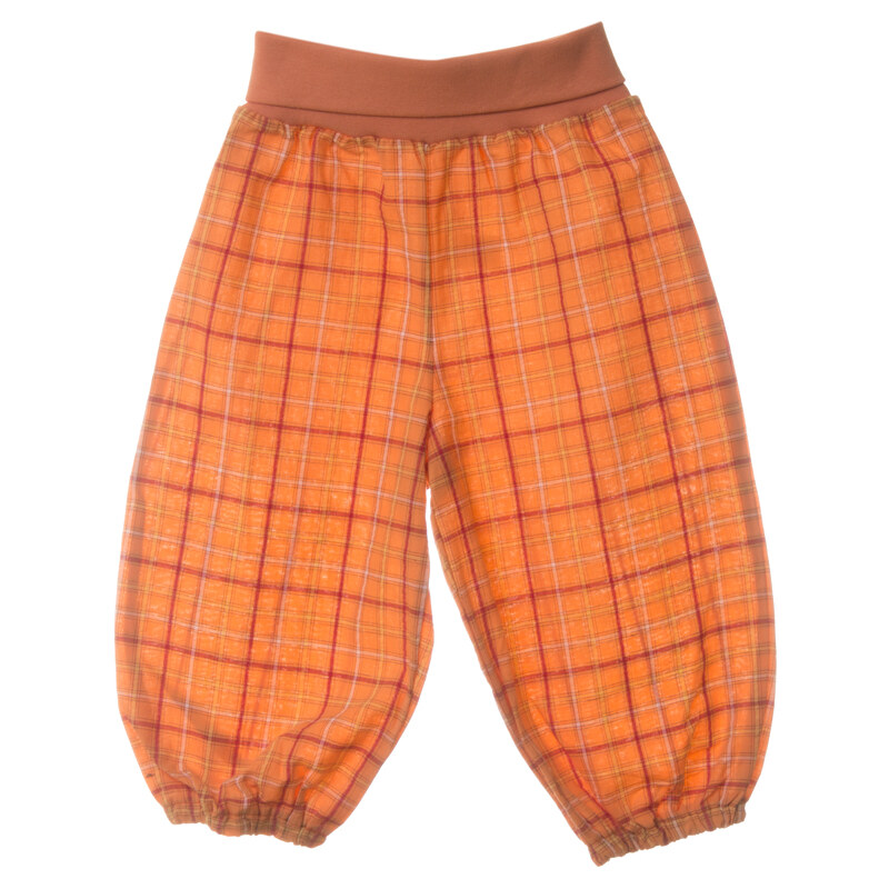 Kalhoty kojenecké letní kostkované MKcool KK3013 oranžové 86