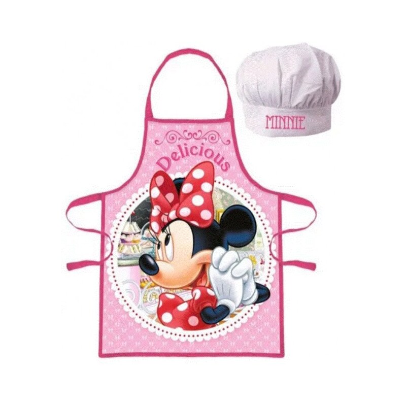 Javoli Dětská zástěra a kuchařská čepice Minnie Mouse Disney  Delicious