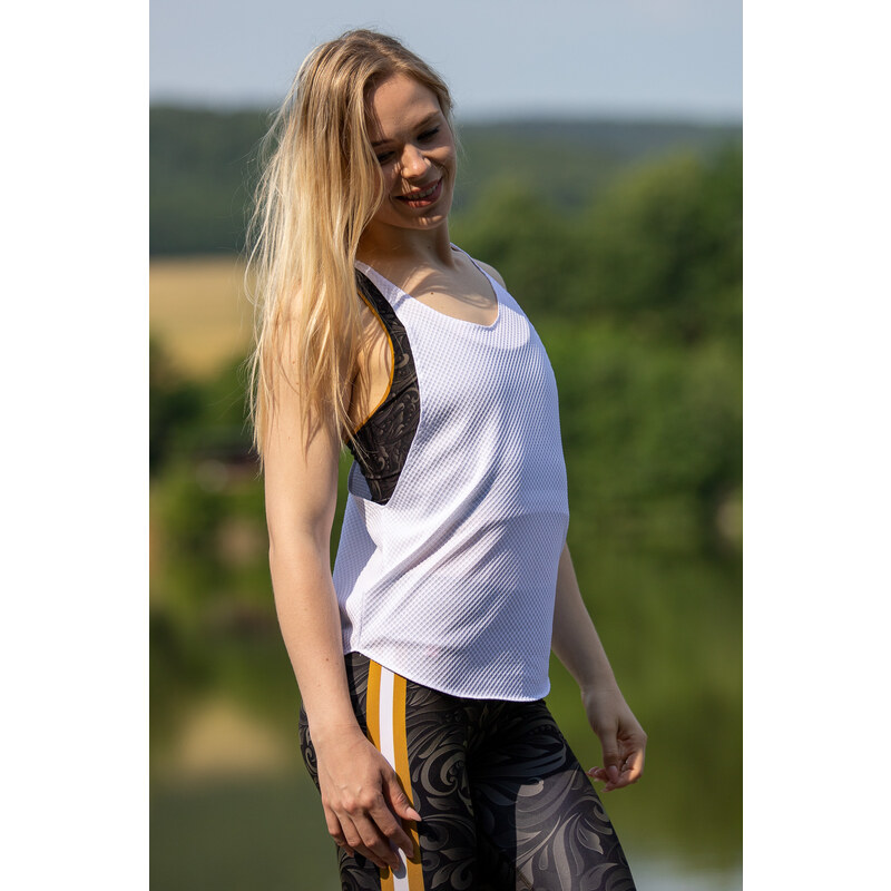 Jadberg Women Bílé dámské funkční tílko JDB FIT TOP-WHITE