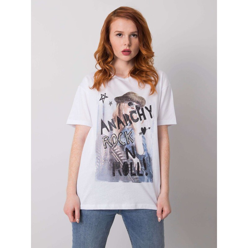 Fashionhunters Dámské bílé bavlněné tričko