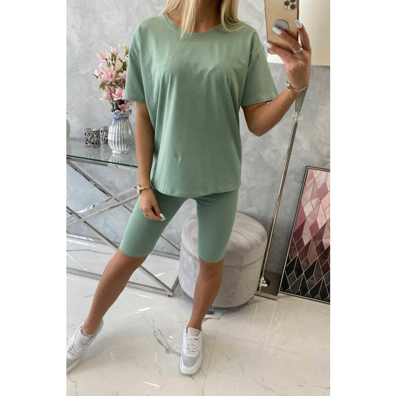 MladaModa Souprava top + krátké legíny model 9099 tmavá
