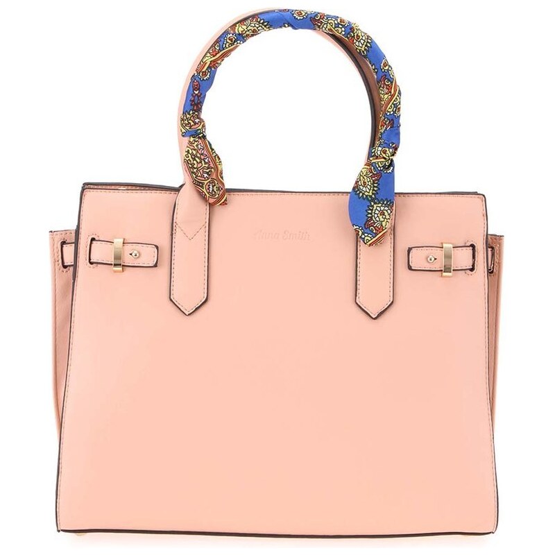 Růžová kabelka s ozdobným šátkem Anna Smith