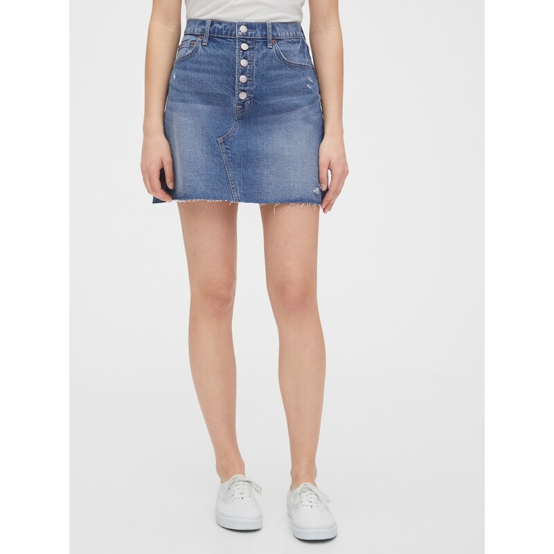 GAP Sukně high rise distressed denim skirt - Dámské 107048568