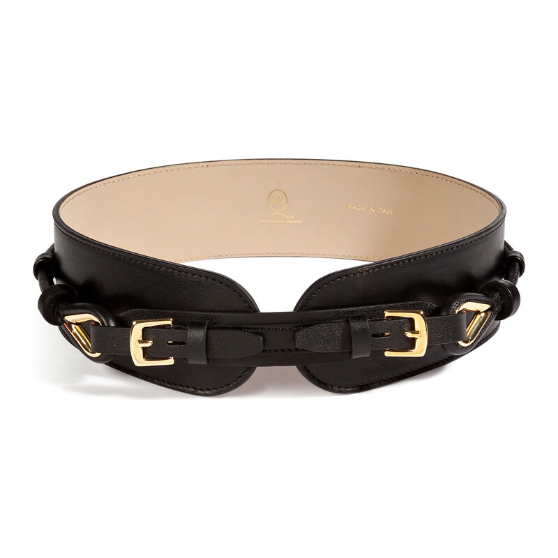McQ Alexander McQueen Leather Belt with Double Buckle Closure