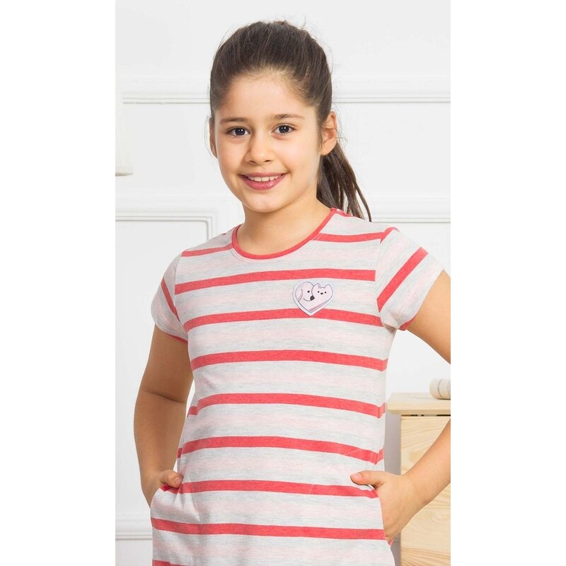 Vienetta Secret Dětská noční košile s krátkým rukávem Gabriela - béžová