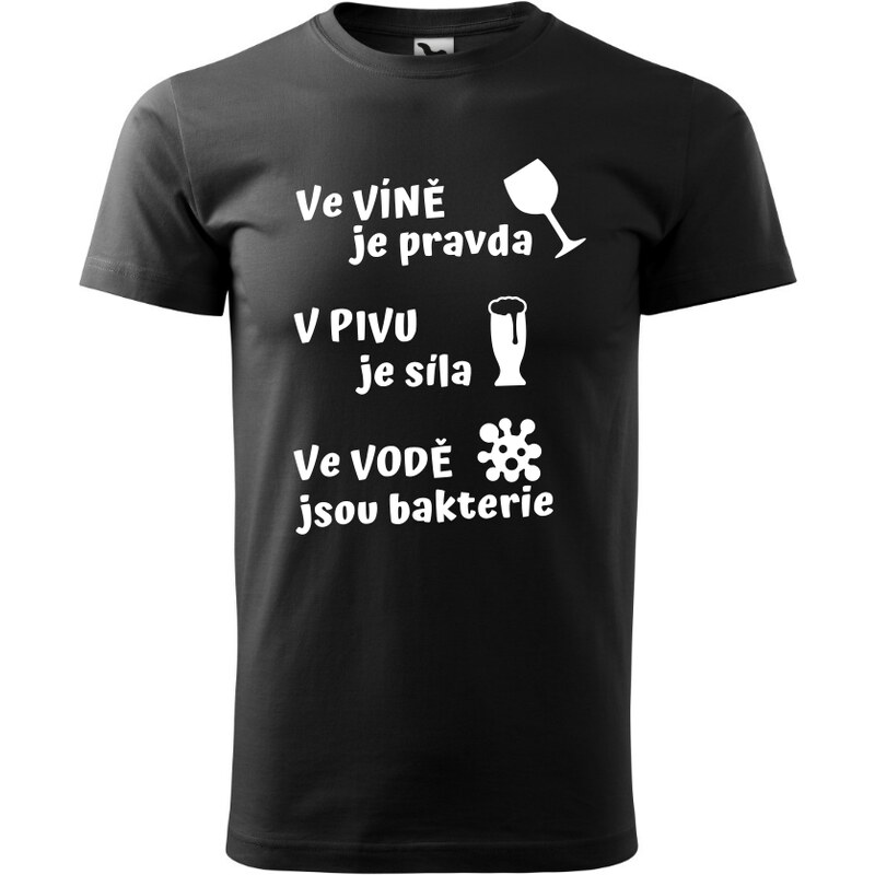 Fenomeno Pánské tričko Víno Pivo Voda - černé