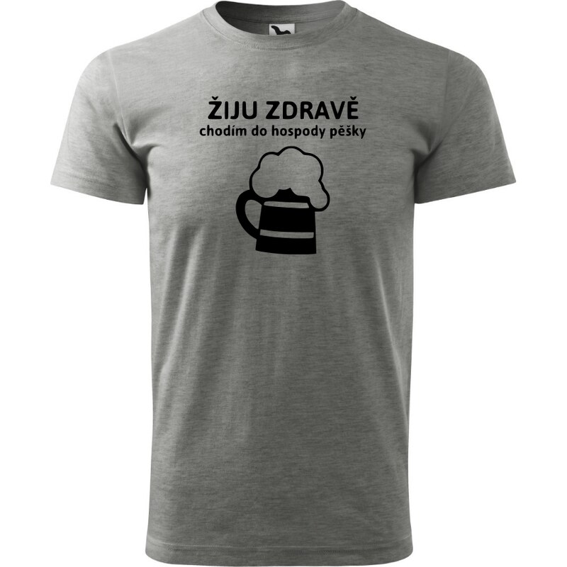 Fenomeno Pánské tričko Žiju zdravě - šedé
