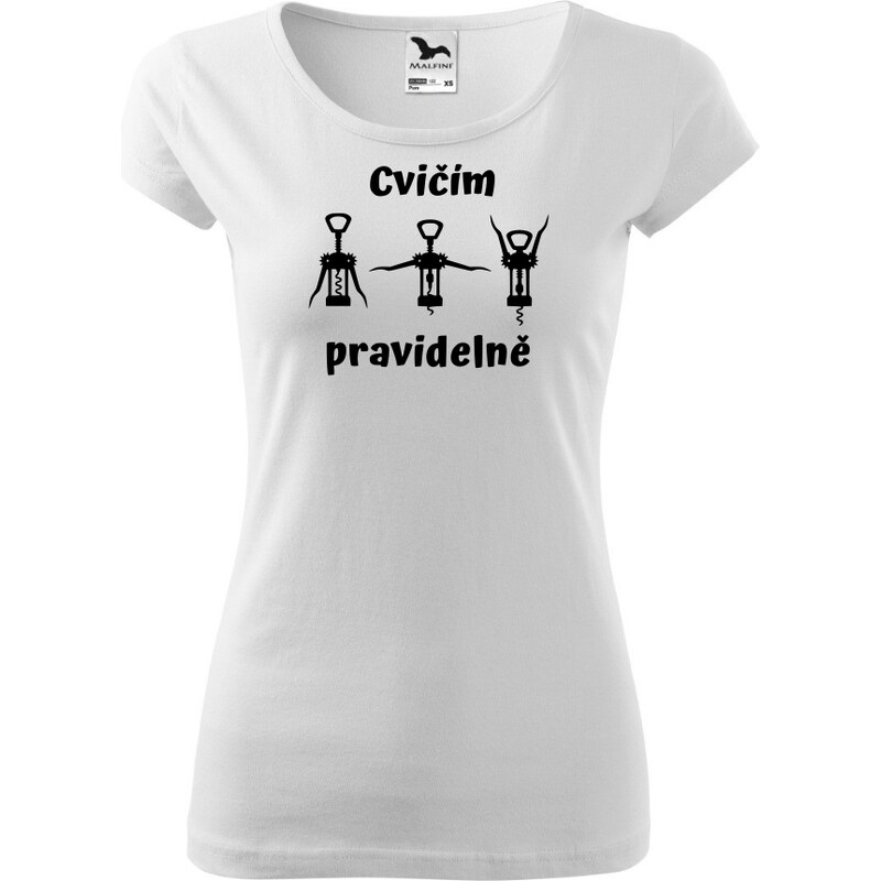 Fenomeno Dámské tričko Cvičím pravidelně - bílé 57425913