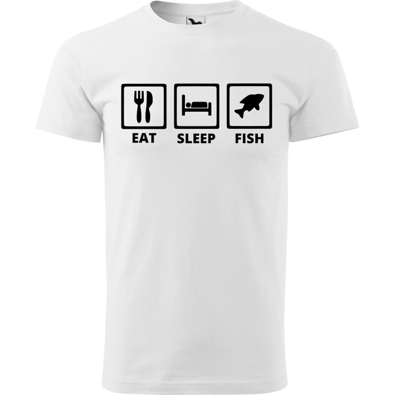 Fenomeno Pánské tričko Eat Sleep Fish - bílé
