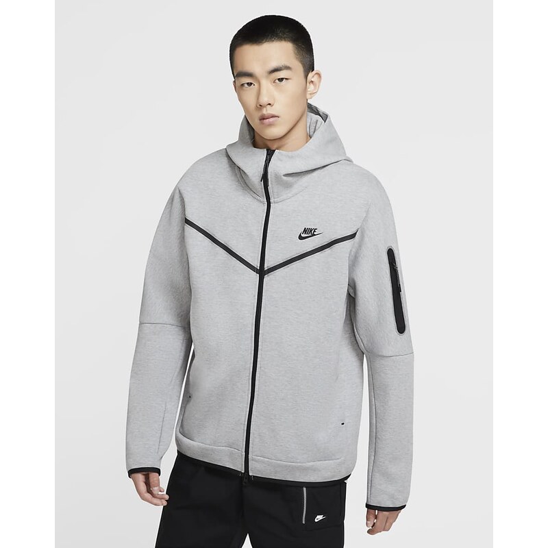 Pánská mikina s kapucí a zipem po celé délce NIKE SPORTSWEAR TECH FLEECE  šedá L - GLAMI.cz