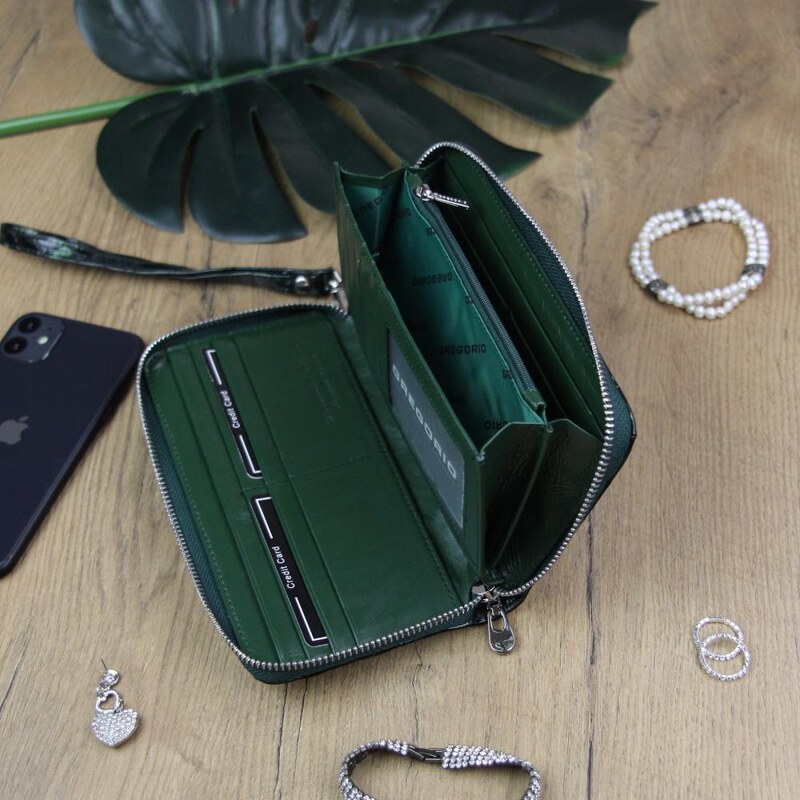 ELOAS Luxusní zelená dámská kožená peněženka v dárkové krabičce