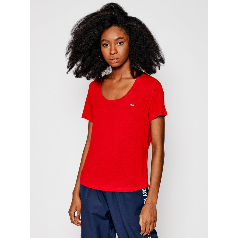 Tommy Jeans dámské červené triko REGULAR 109099636