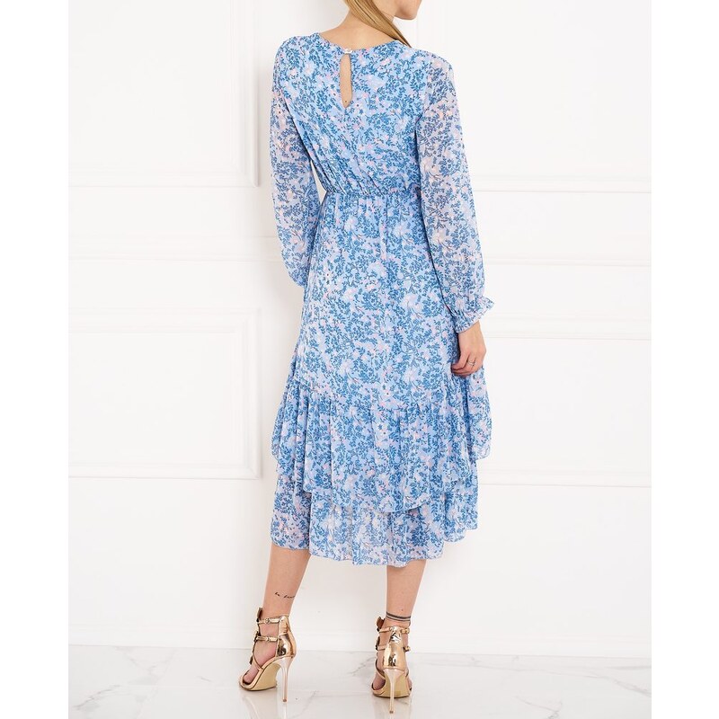 Glamorous by Glam Dámské asymetrické šaty s květy - modrá