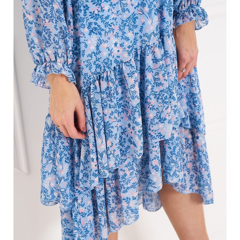 Glamorous by Glam Dámské asymetrické šaty s květy - modrá