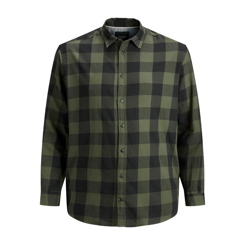 Jack & Jones Plus Košile JJEGINGHAM šedá / tmavě zelená