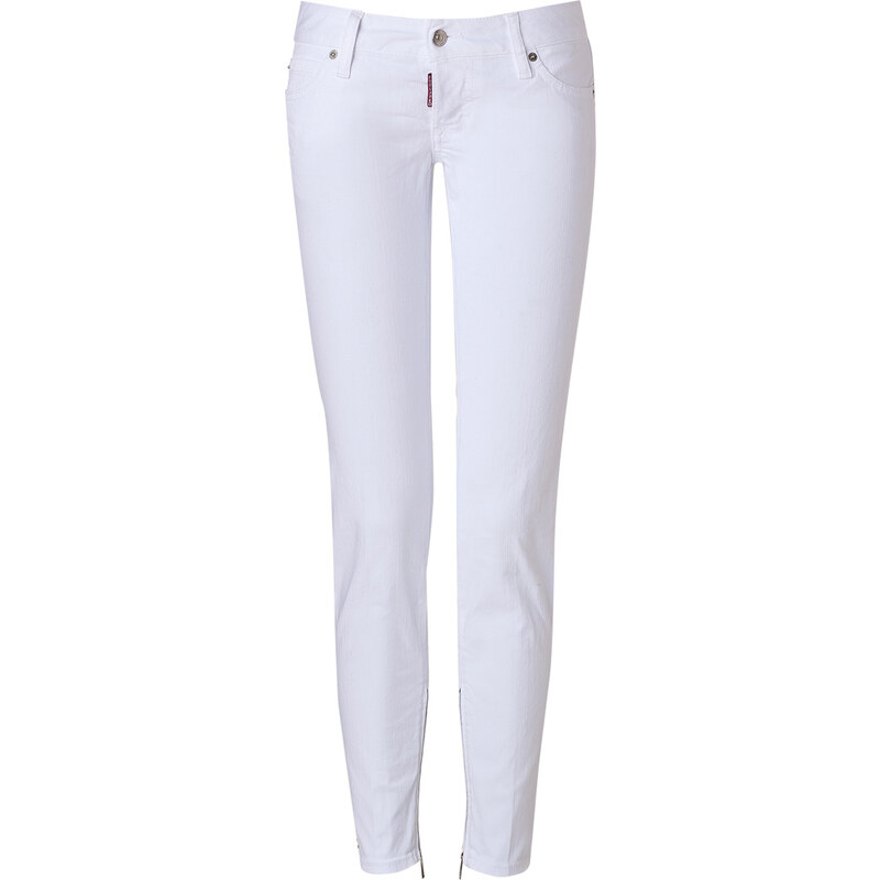 Dsquared2 Zip Detailed Skinny Jeans in White