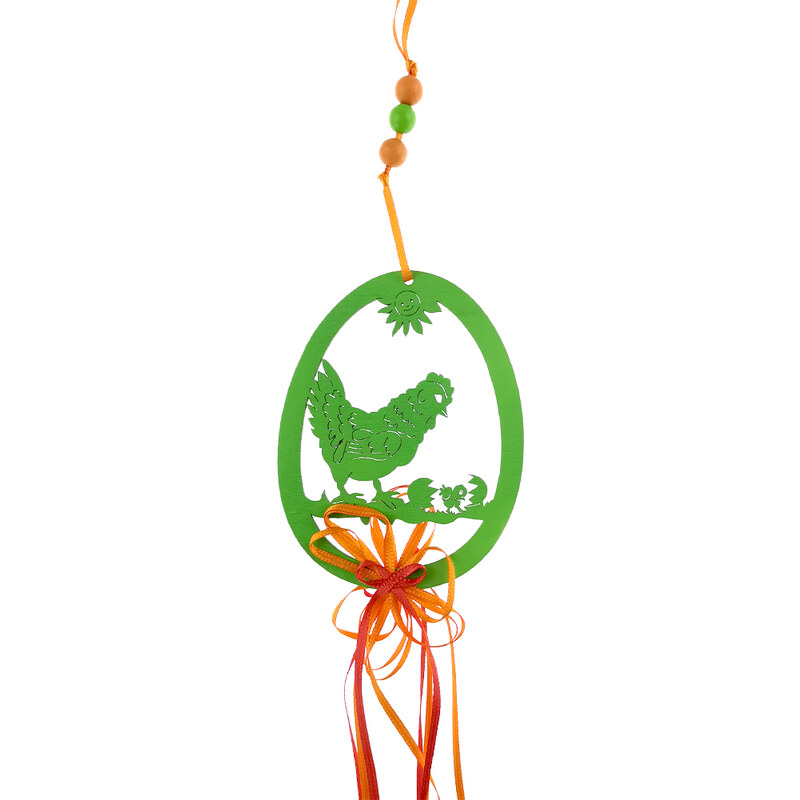 AMADEA Dřevěný velikonoční závěs - slepice, délka 50 cm