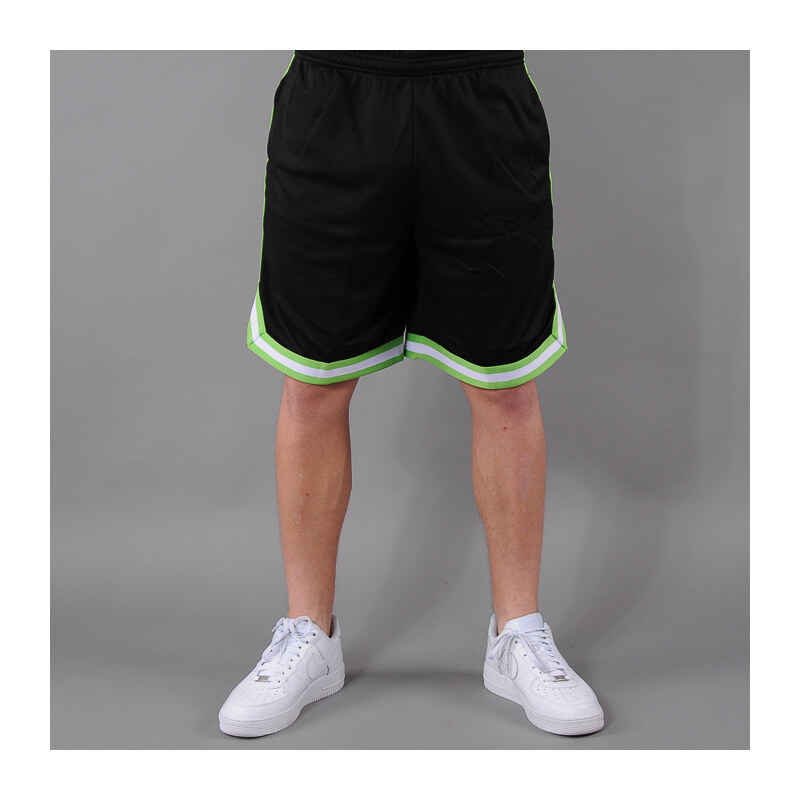 Urban Classics Stripes Mesh Shorts černé / limetkové / bílé