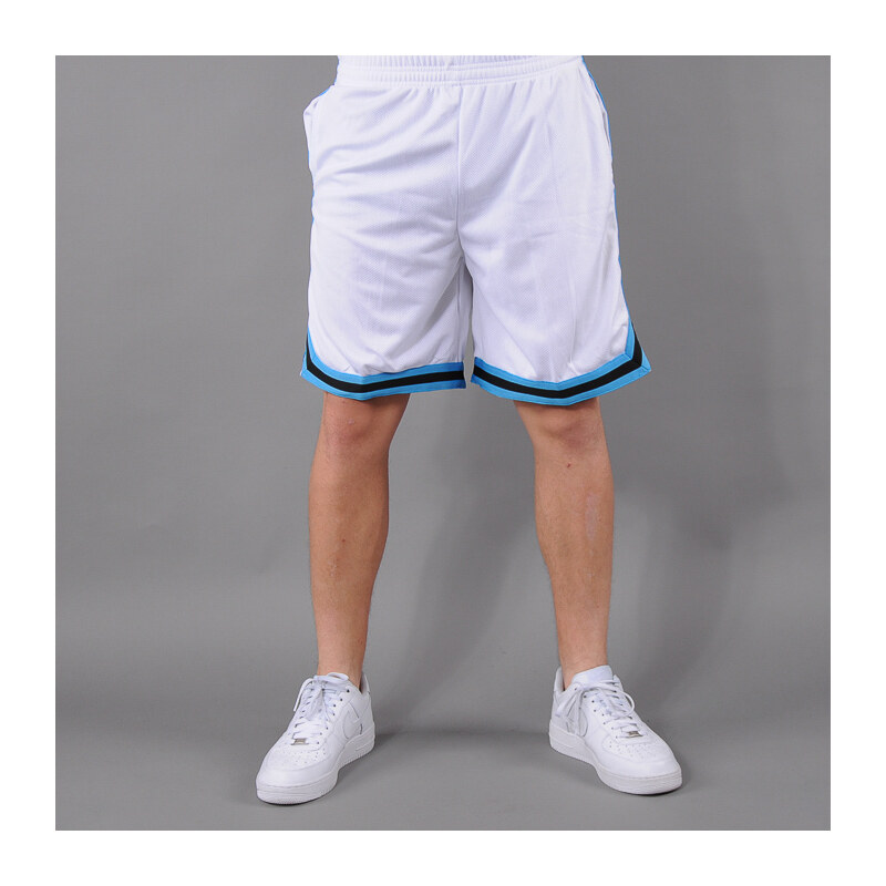 Urban Classics Stripes Mesh Shorts bílé / tyrkysové / černé